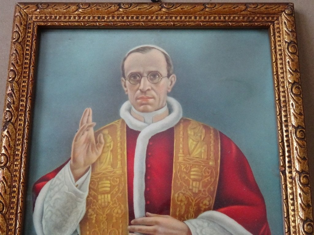 Vintage prent gedrukt portret paus Pius XII 21x27cm 1939, Ophalen of Verzenden, Gebruikt, Overige typen, Christendom | Katholiek