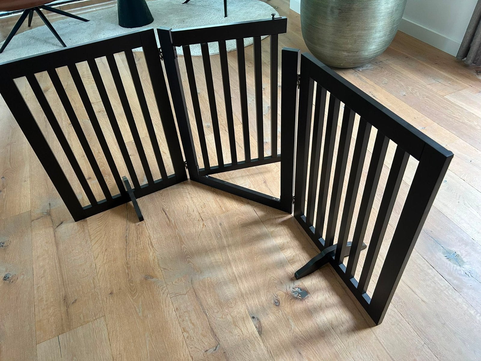 Houten Veiligheidshekje - Donkerbruin, Ophalen, Overige typen, Zo goed als nieuw, 115 cm of meer