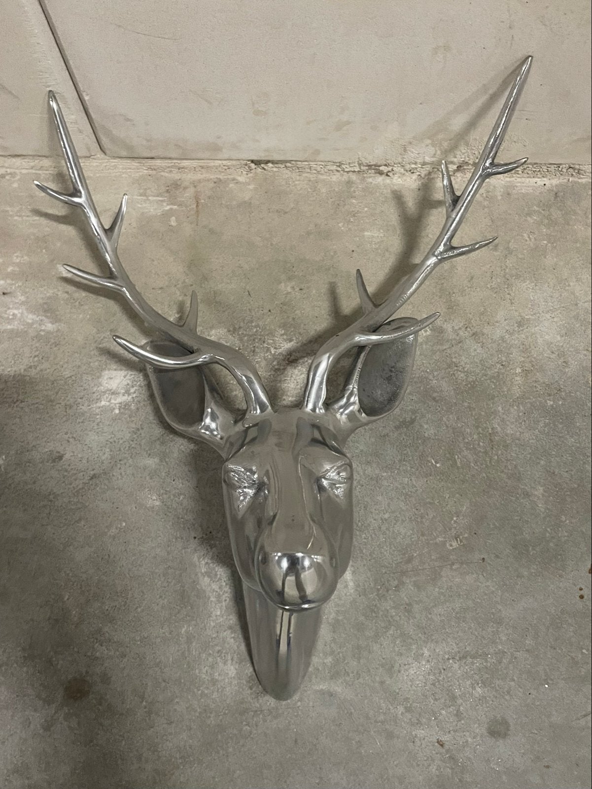 Decoratieve Hertenkop - Aluminium Wanddecoratie, Ophalen, Zo goed als nieuw, Zilver, Metaal