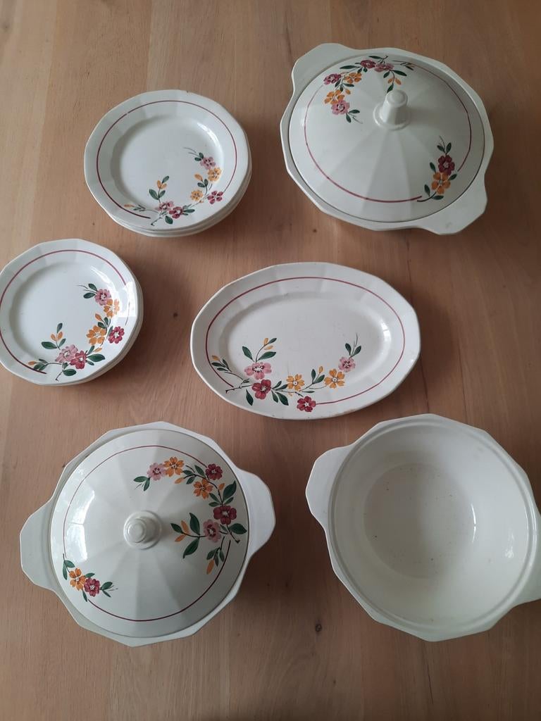 Prachtig ouderwets servies met bloemmotief, Ophalen