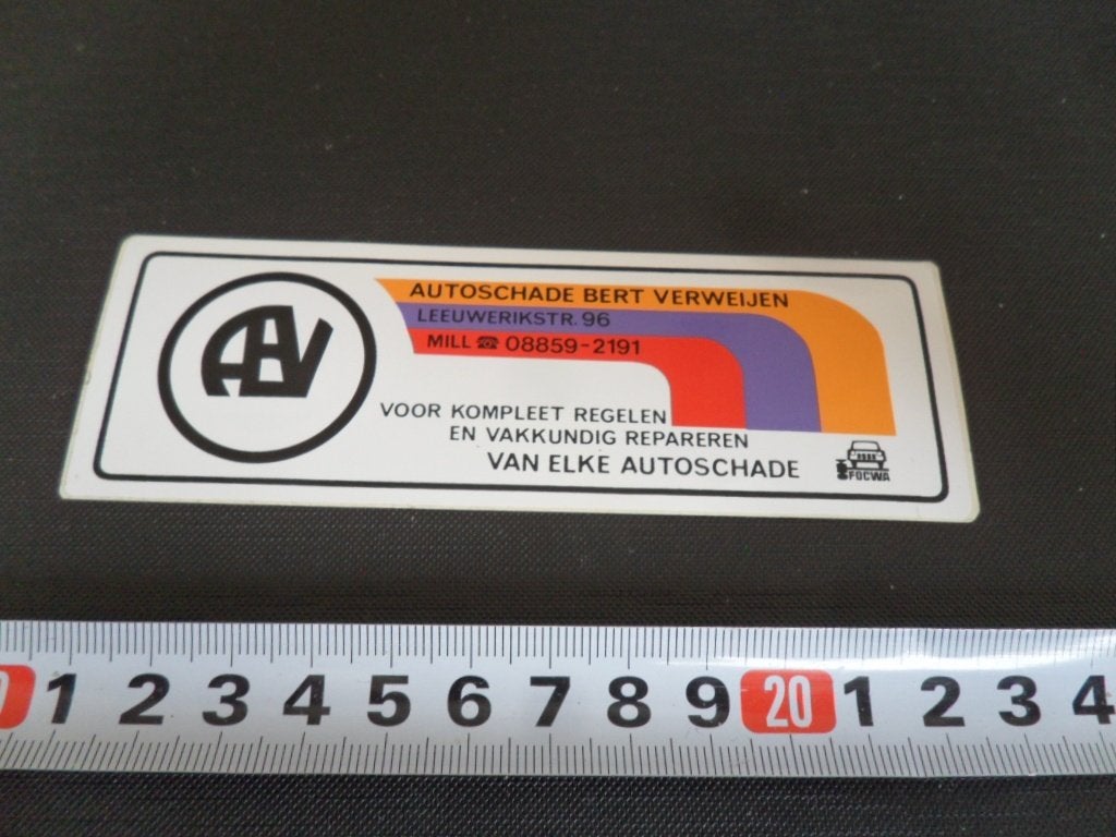 sticker mill autoschade bert verweijen focwa leeuwerikstr*, Ophalen, Zo goed als nieuw