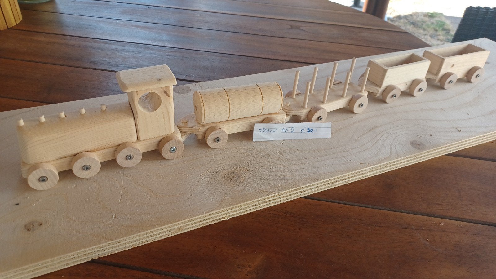 Handgemaakte houten trein met wagons, Ophalen of Verzenden