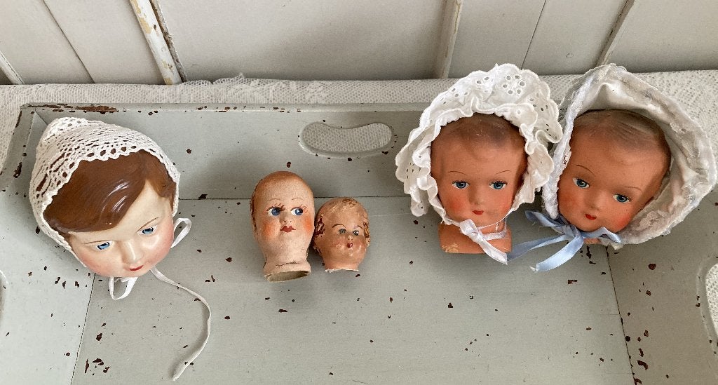 Brocante poppenkoppen - poppenhoofdjes, Ophalen of Verzenden