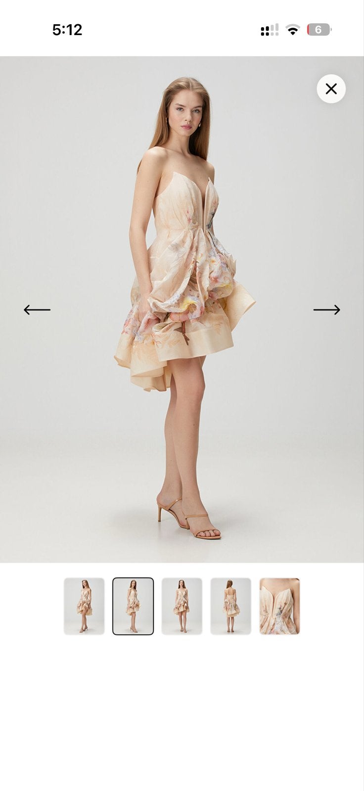 Zimmermann Strapless Mini Jurk met Bloemenprint, Kleding | Dames, Beige, Ophalen of Verzenden, Zo goed als nieuw, Maat 36 (S)