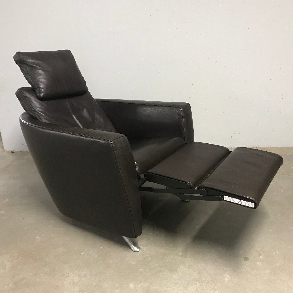 1 IZGS FSM Sesam fauteuil stoel design donkerbruin leer, Ophalen, Zo goed als nieuw, Nvt, Nvt