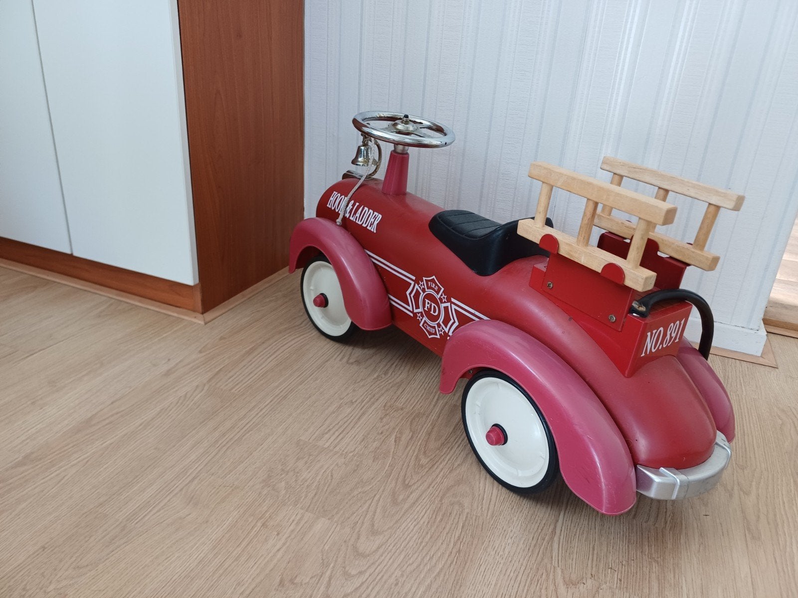 Vintage Brandweer Loopauto - Rood, Ophalen of Verzenden, Gebruikt, Loopvoertuig