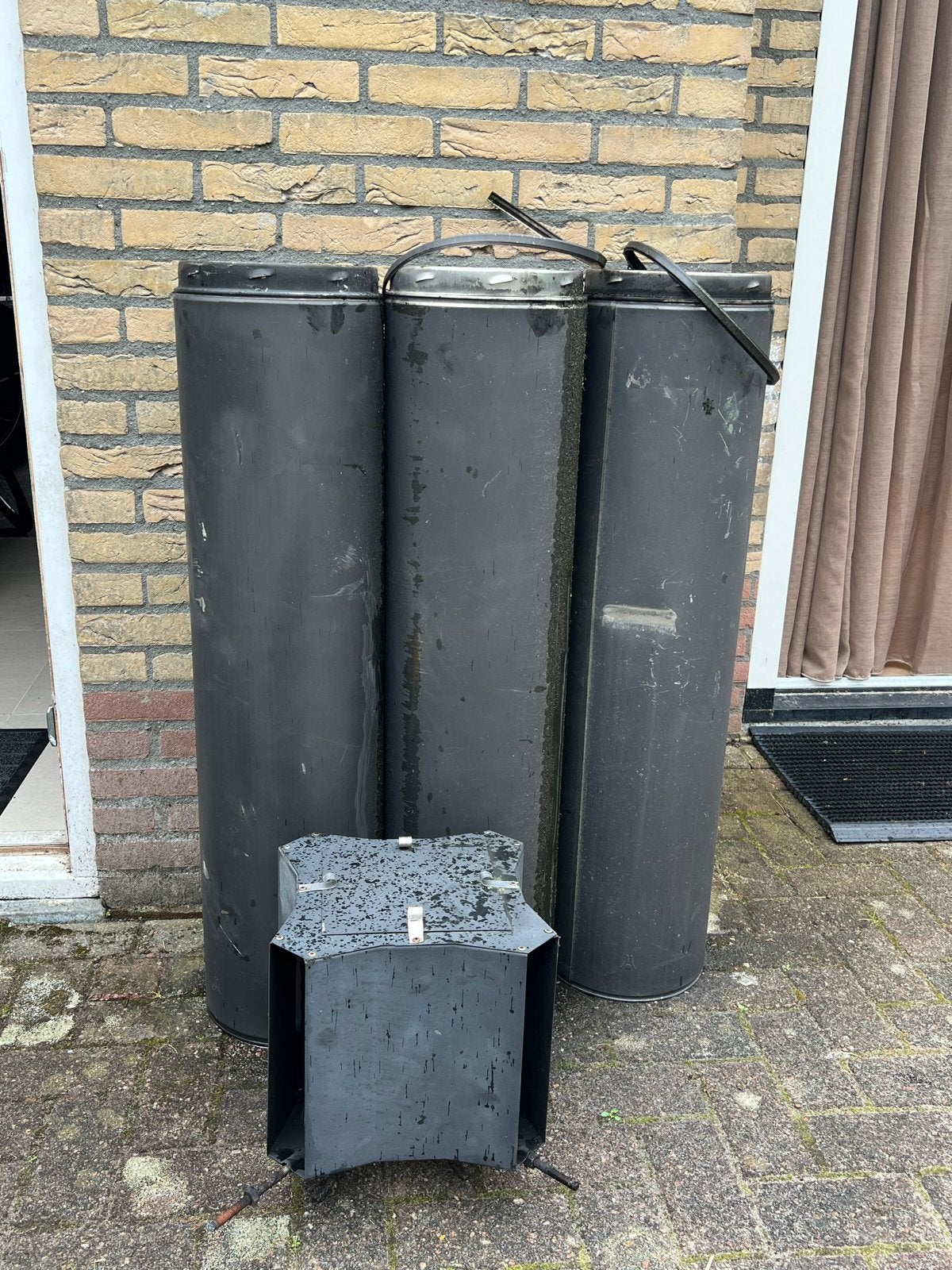 Dubbelwandige kachelpijp 3x1m (200mm) + schoorsteenkap, Ophalen, Gebruikt, Overige soorten