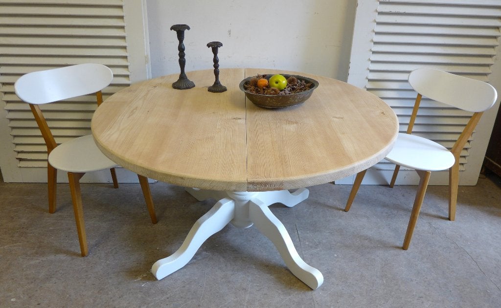 Prachtige witte ronde uitschuifbare tafel 130 - 170 cm, Ophalen, 100 tot 150 cm, 50 tot 100 cm, Zo goed als nieuw