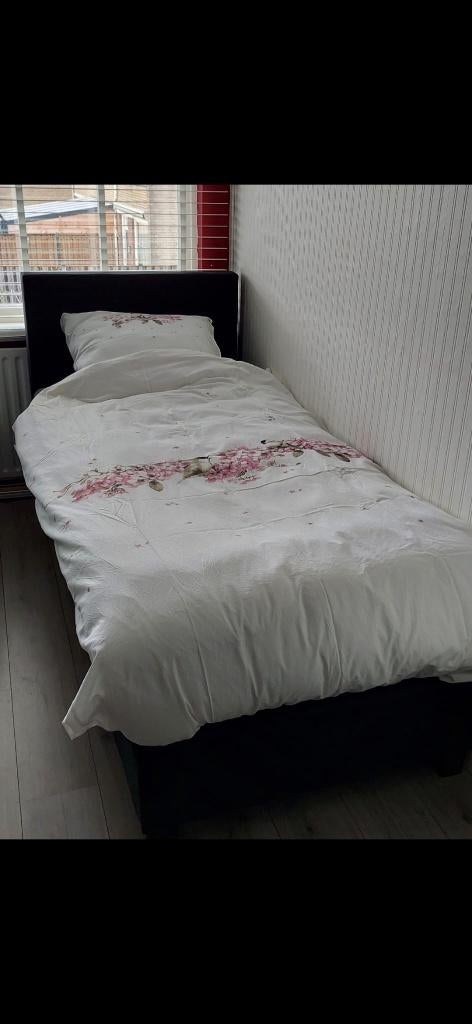 boxspringbed 200x90 Antraciet, Ophalen, 90 cm, Eenpersoons, Zo goed als nieuw