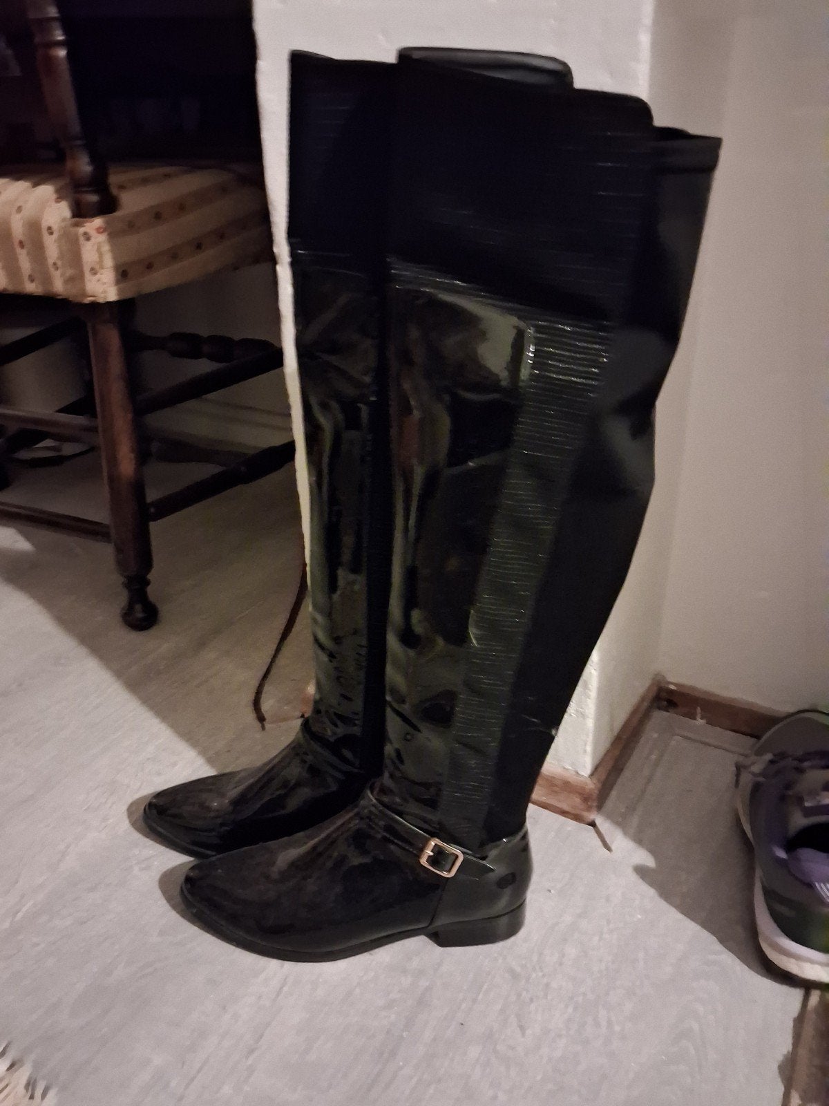 lak laarsen, Ophalen of Verzenden, Zo goed als nieuw, Zwart, Hoge laarzen