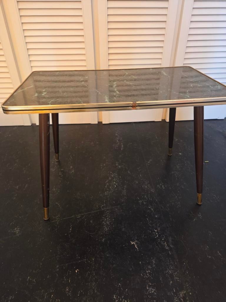 Vintage bijzettafel met marmerlook blad, Ophalen