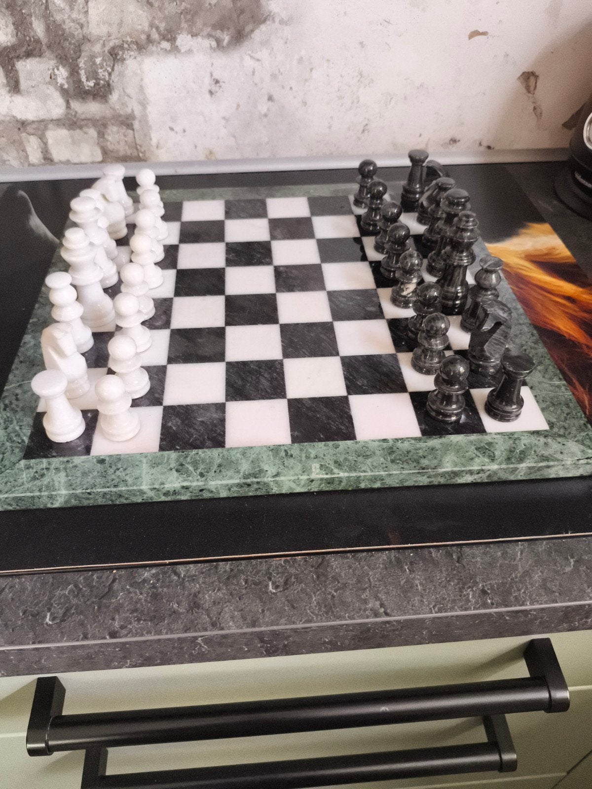 marmeren schaakbord, Ophalen, Vierkant