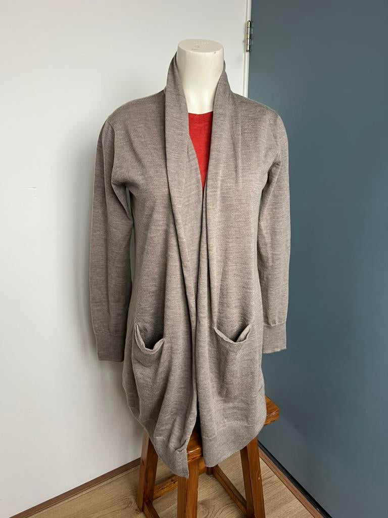 Ffc halflang openvallend vest s wol wollen grijs taupe, Maat 38/40 (M), Ophalen of Verzenden, Zo goed als nieuw, X
