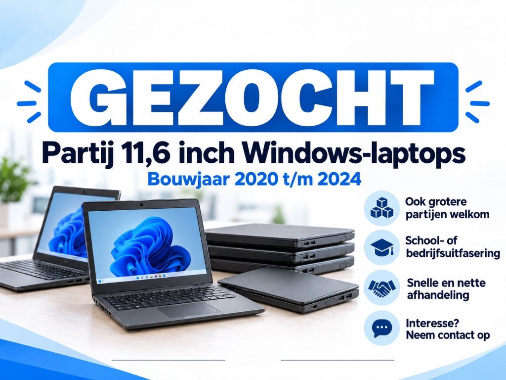 Gezocht: partij 11,6 inch Windows laptops, Ophalen, Gebruikt, Qwerty, 32 GB