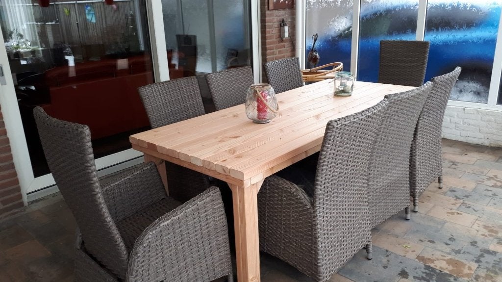 tuintafel elke maat tot 4 meter lang DOUGLAS HOUT ROBUUST, Ophalen of Verzenden, Nieuw, Rechthoekig, Hout