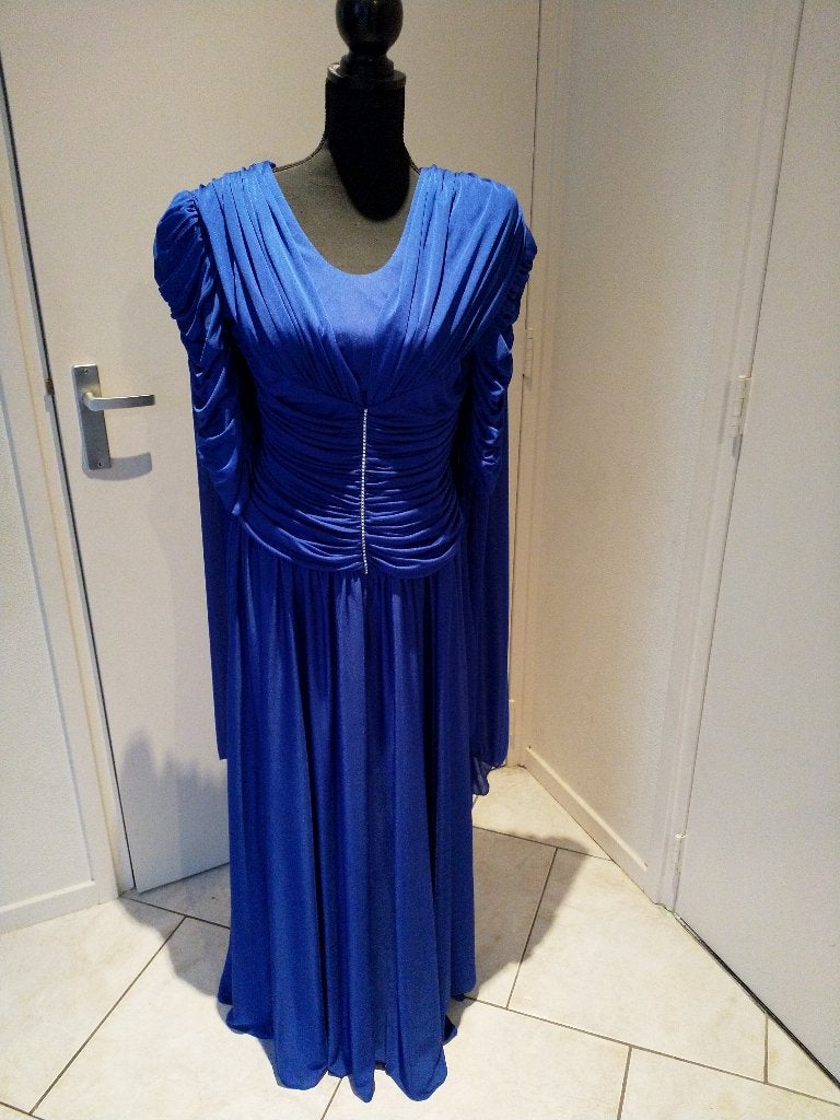Vintage lange galajurk maat 40 uit een bruidsboutiek, Maat 38/40 (M), Galajurk, Blauw, Ophalen of Verzenden