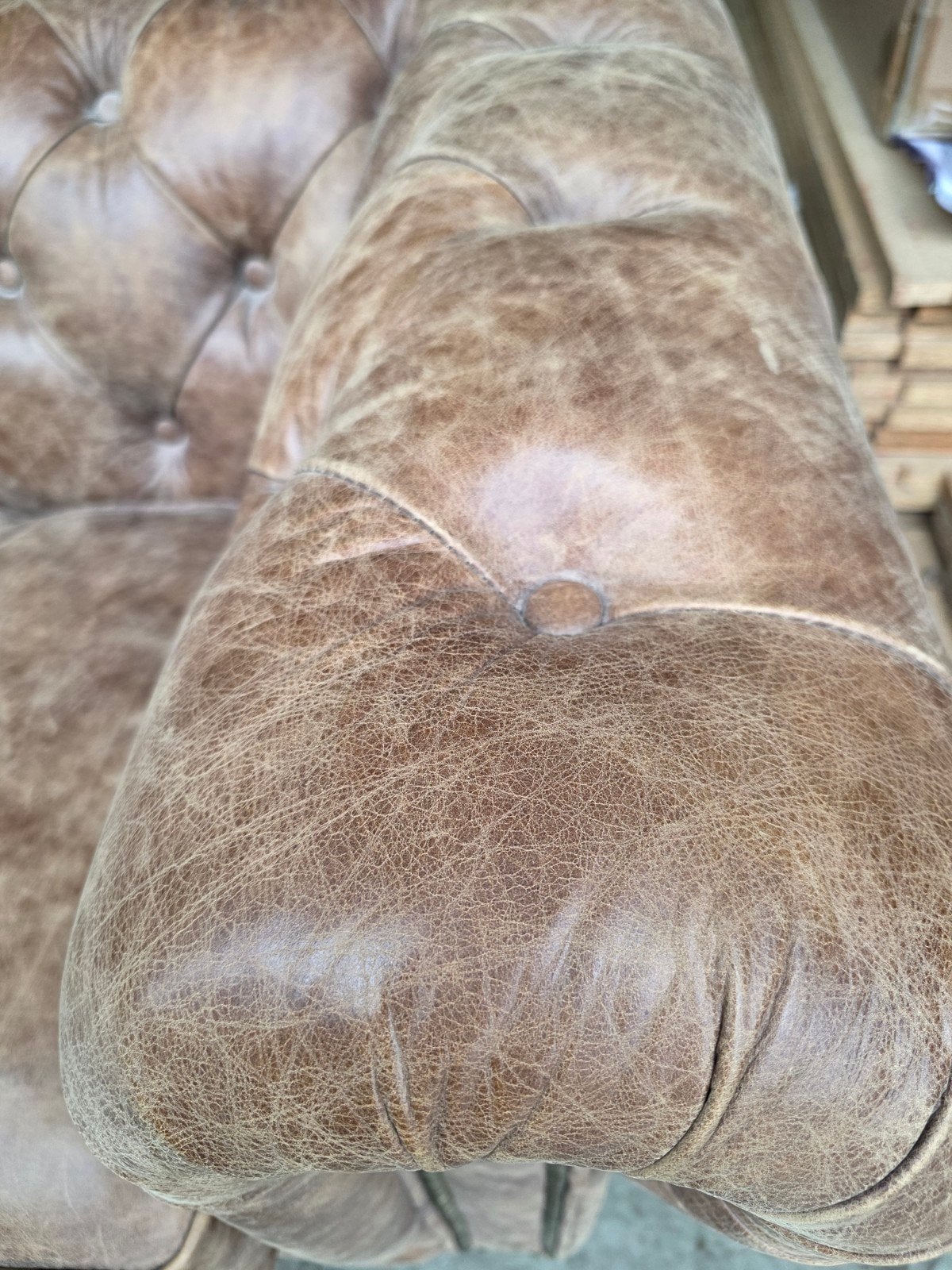 Chesterfield club fauteuil bruin vintage leer + BEZORGING, Gebruikt, ., Chesterfield, Ophalen of Verzenden