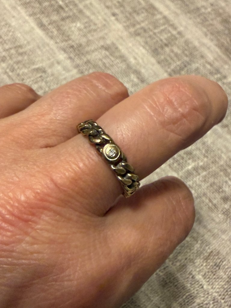 Gouden ring 8 karaat met diamantje - Maat 19, Ophalen of Verzenden, Zo goed als nieuw, 17 tot 18, Dame of Heer