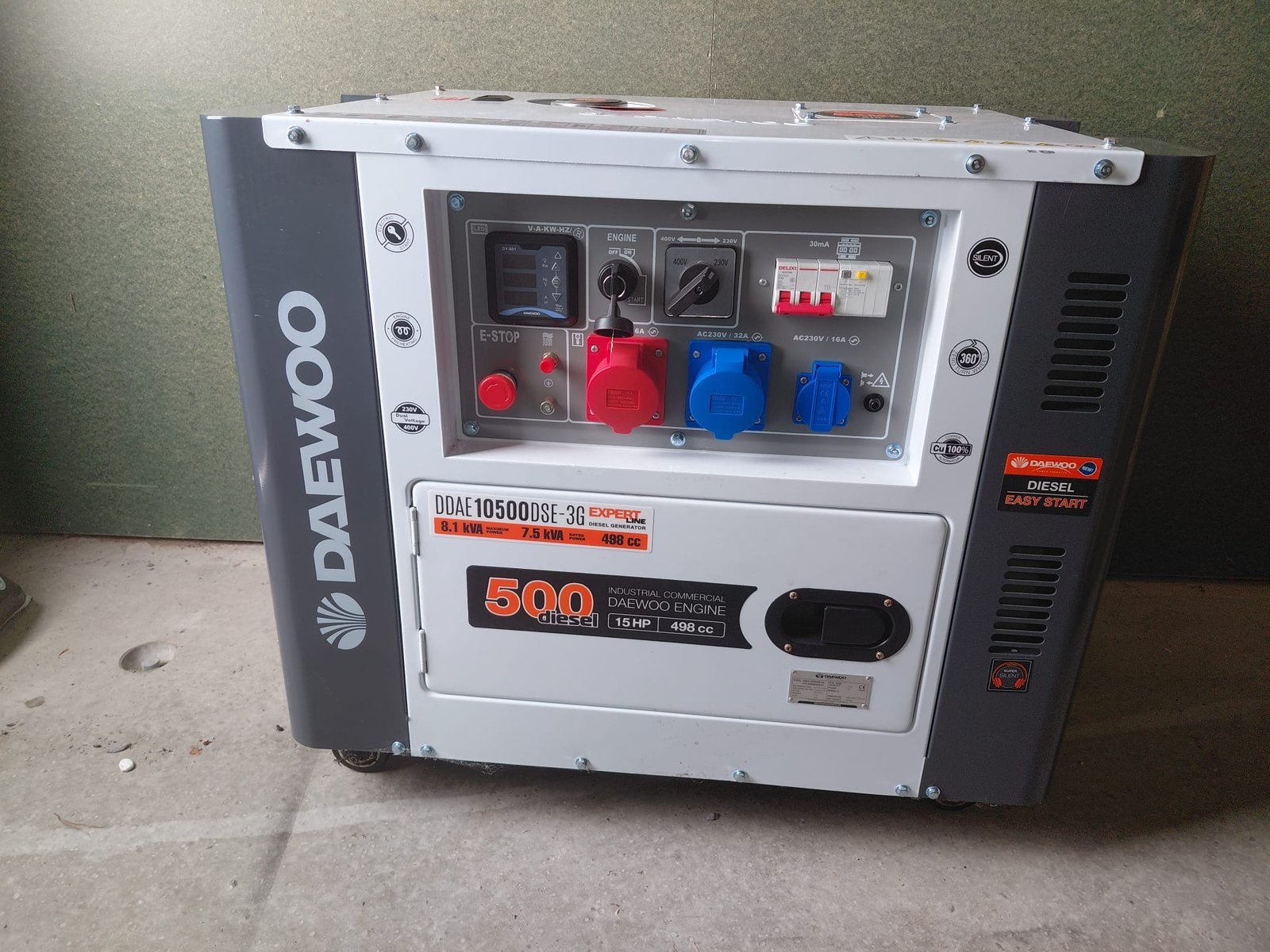 Daewoo diesel generator 8,1 kVA – zo goed als nieuw, Doe-het-zelf en Verbouw, Aggregaten, Ophalen, Zo goed als nieuw, Dieselolie