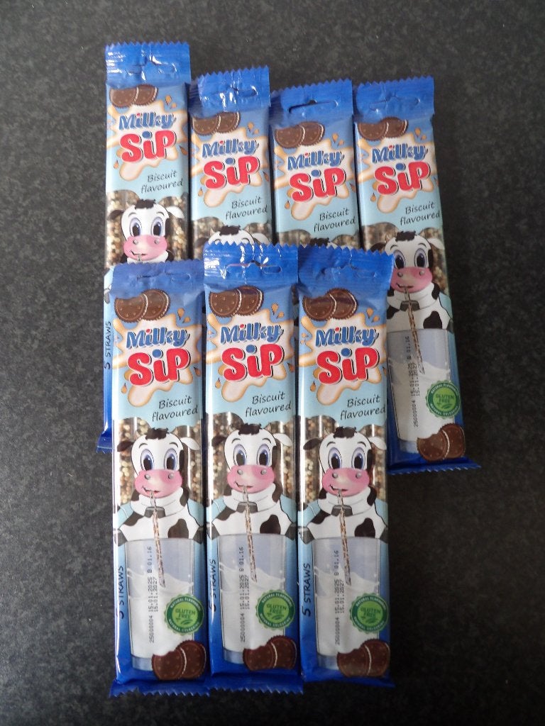 Dichte Milky Sip rietjes 7 stuks Biscuit tht 15-01-27, Ophalen of Verzenden