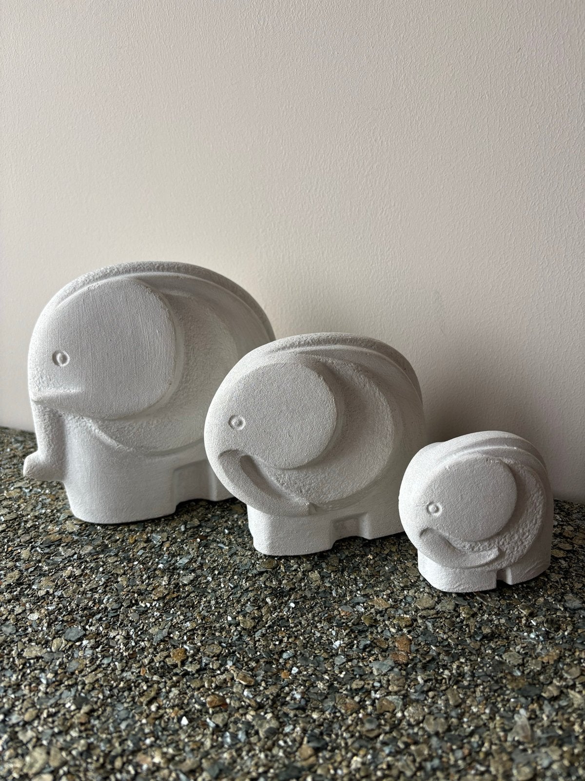 Vintage Set Olifantenfamilie van Marbell Stone Art Belgium, Minder dan 20 cm, Ophalen of Verzenden, Zoogdier, Gemerkt