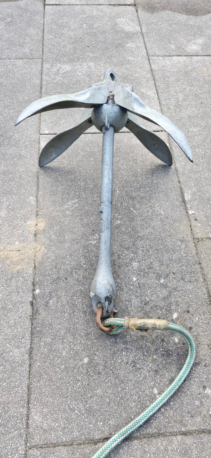 Klapanker gegalvaniseerd 8kg met touw, Watersport en Boten, Ophalen of Verzenden, Gebruikt, Overige typen