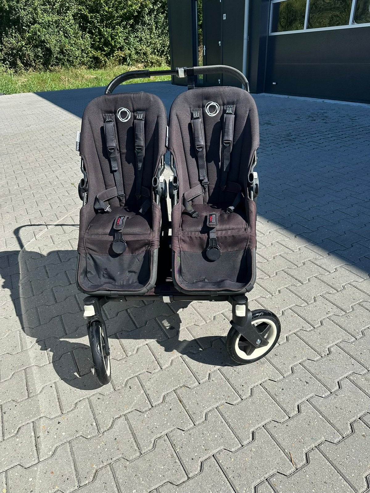 Bugaboo donkey duo wagen - tweelingwagen zwart frame, Ophalen, Gebruikt, Kinderwagen of Buggy