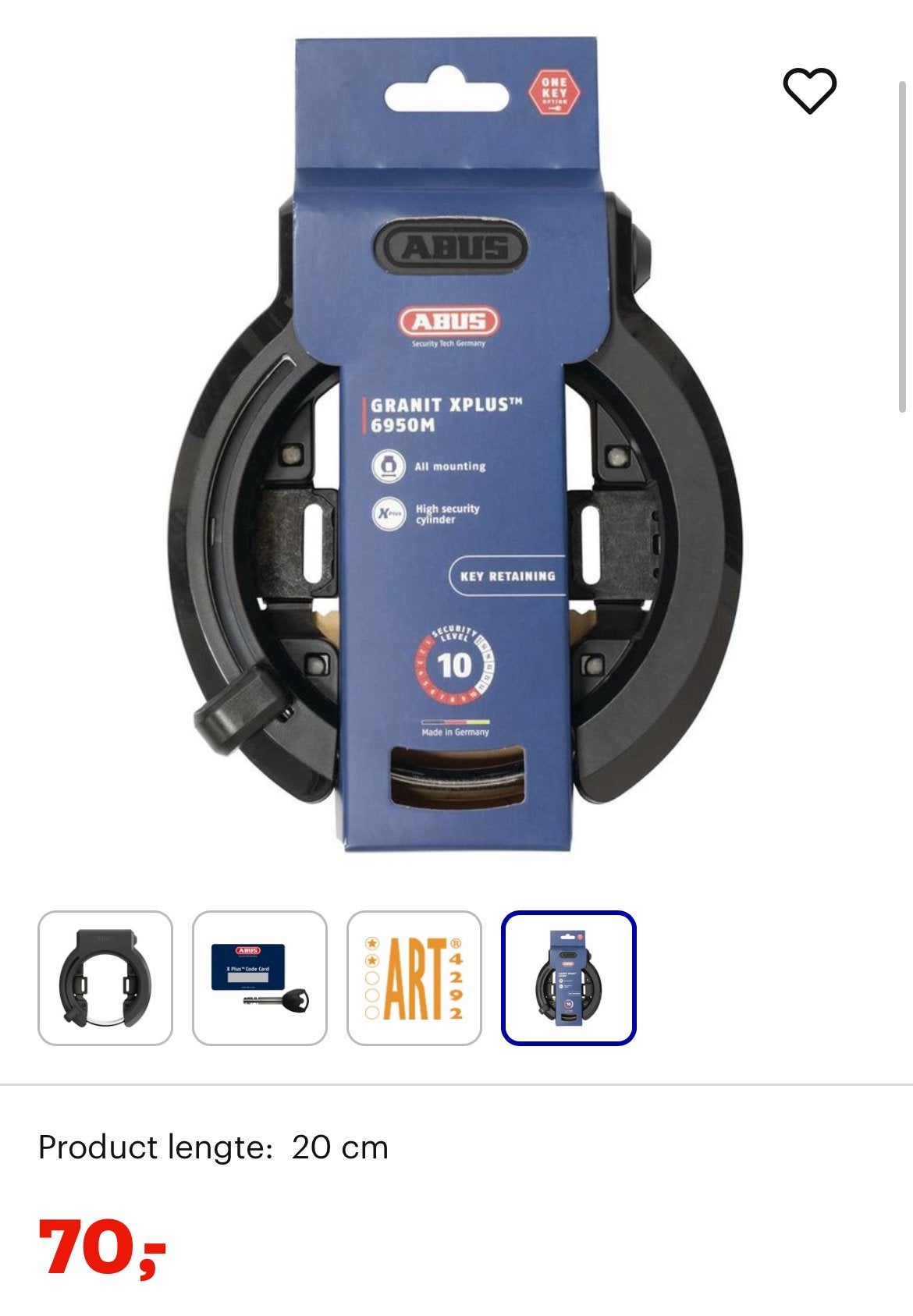 ABUS Granit X plus 6950 - Fietsslot -NIEUW, Verzenden, Nieuw, Ringslot