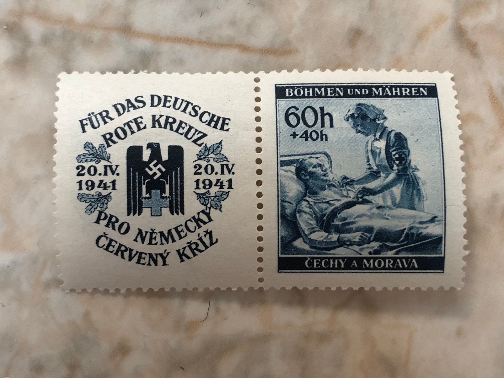 Fur das Deutsche Rote Kreuz, 20.IV.1941. Bohmen und Mahren., Verzenden, Overige periodes, Postfris