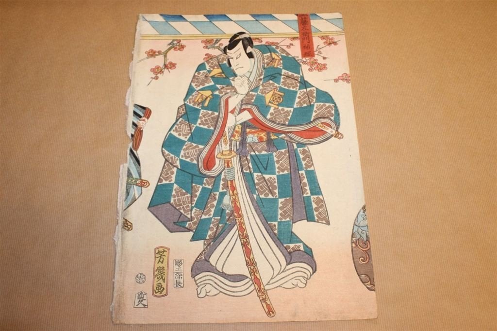 Original Japanese Yoshiiku woodblock print - Ca 1900, Ophalen of Verzenden, Gelezen
