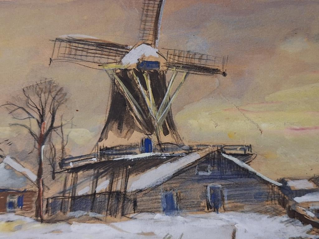 Schilderij Molen door A.J. Zwart, Ophalen of Verzenden