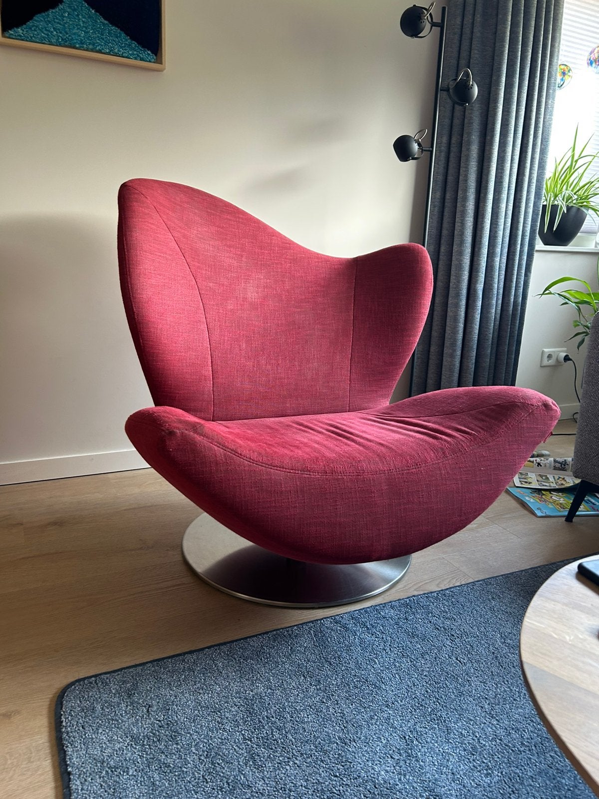 Rode fauteuil Esprit op draaipoot - Gratis afhalen, Ophalen, Gebruikt, 75 tot 100 cm, 75 tot 100 cm