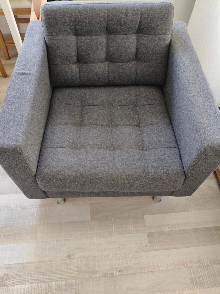 IKEA Landskrona 2-zitsbank en fauteuil - Grijs, Huis en Inrichting, Ophalen, 150 tot 200 cm, Tweepersoons, Zo goed als nieuw