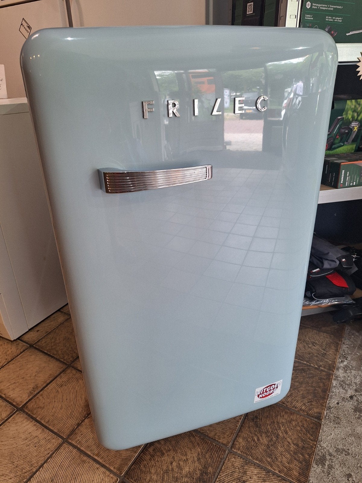 Retro Frilec koelkast, Baby blauw. met garantie, Witgoed en Apparatuur, Koelkasten en IJskasten, 85 tot 120 cm, 200 liter of meer