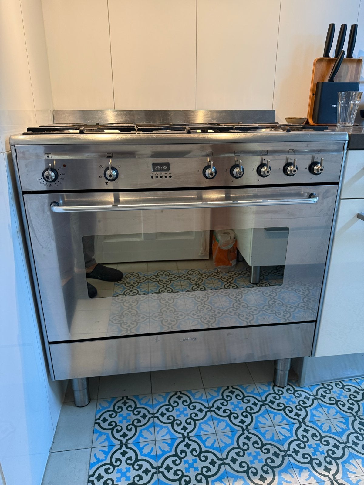 Goed werkend SMEG-fornuis 90cm breed, Ophalen, Gebruikt, Hete lucht, 60 cm of meer