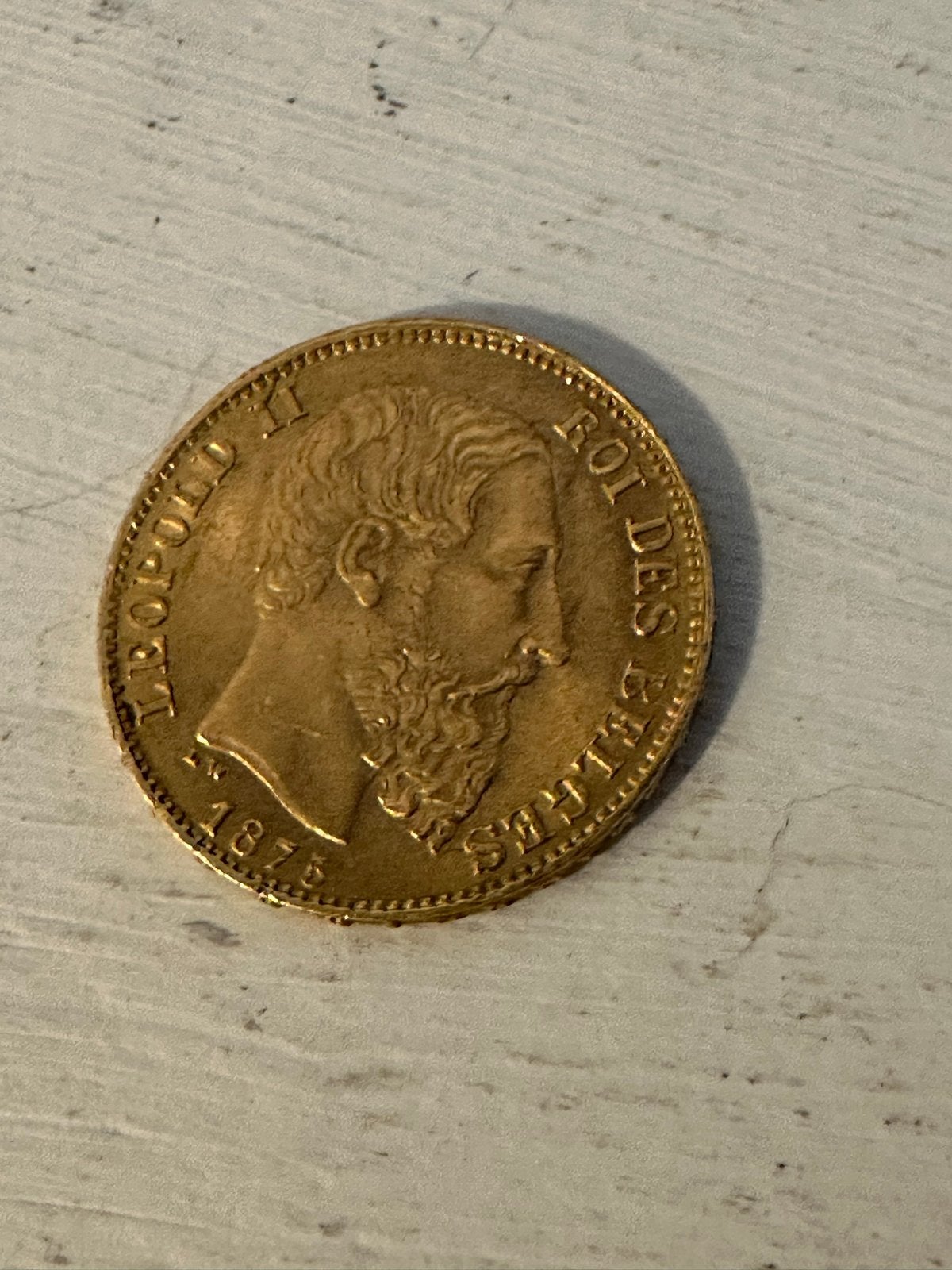 Gouden munt Leopold II 1875 - 20 Frank Belgische munt, Ophalen, Goud, Losse munt