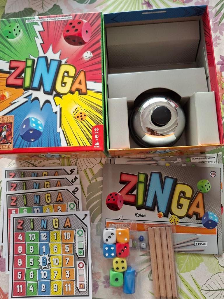 Dobbelspel Zinga 999 games als nieuw, Ophalen of Verzenden, Zo goed als nieuw