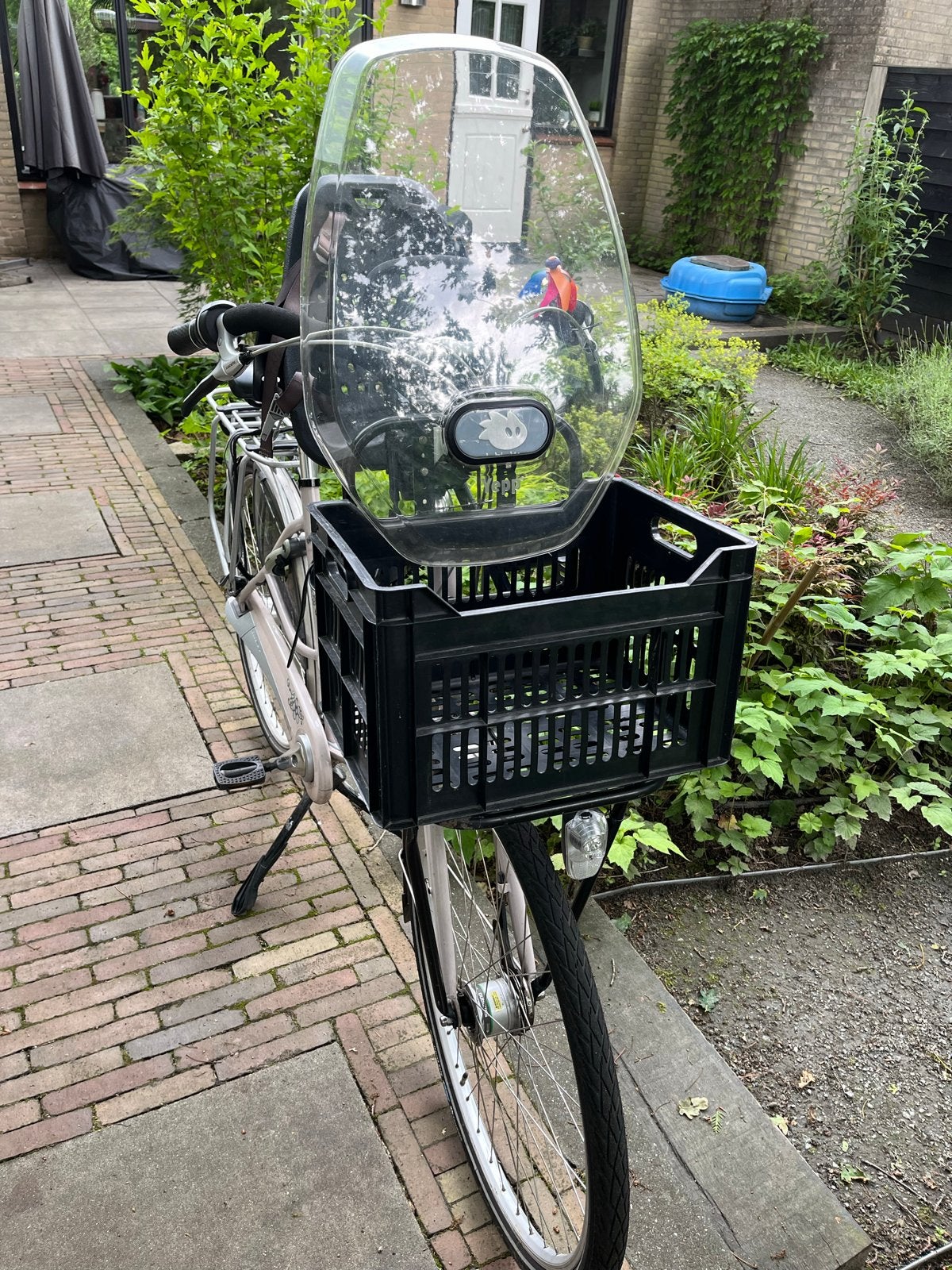 Gazelle Bloom moederfiets met Yepp zitje en windscherm, Fietsen en Brommers, Fietsen | Dames | Moederfietsen, Ophalen, Gebruikt