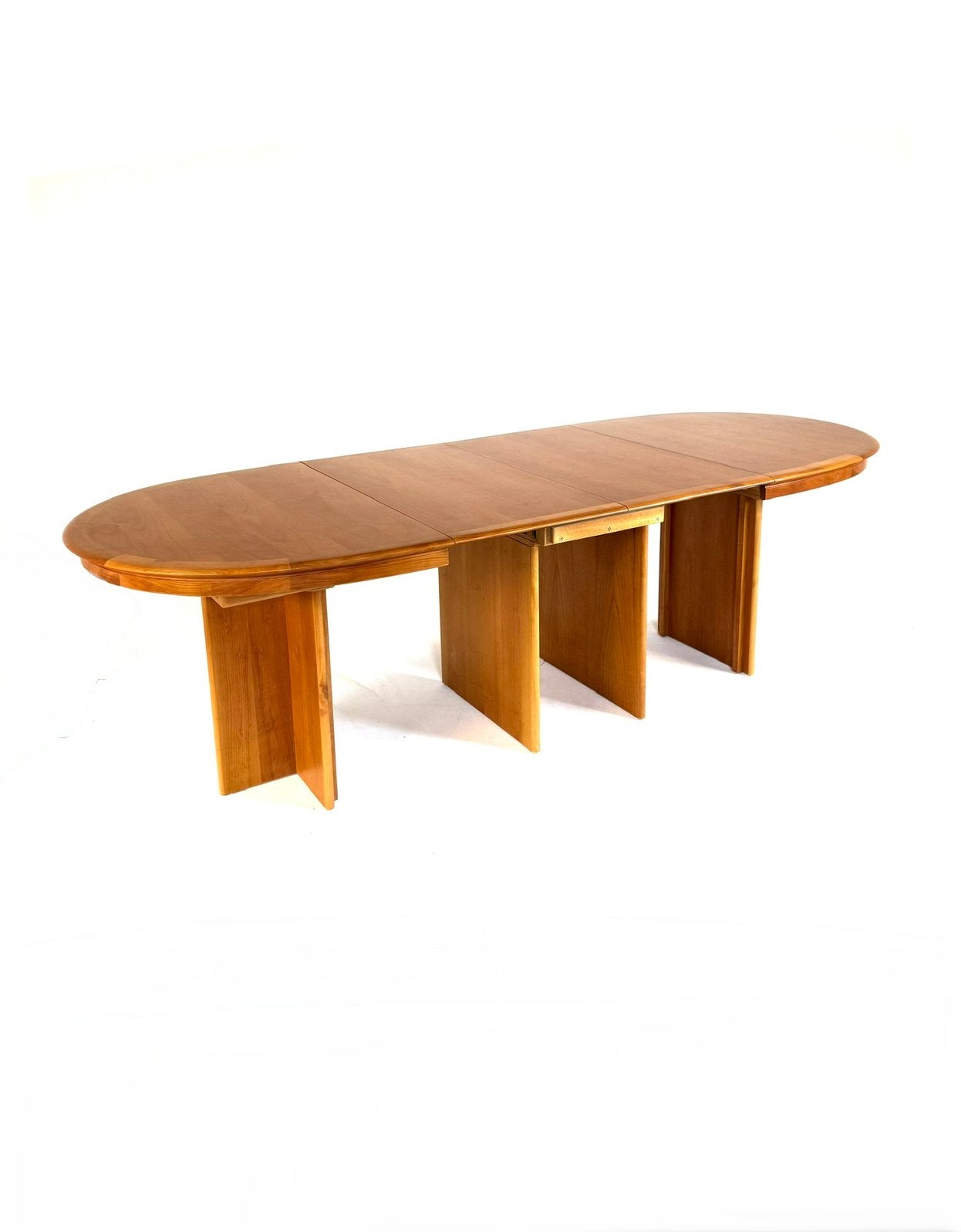 Vintage XXXL verlengbare teakhouten eettafel ‘80 (350cm!), Vintage retro buisframe design rotan webbing papercord deens, 200 cm of meer