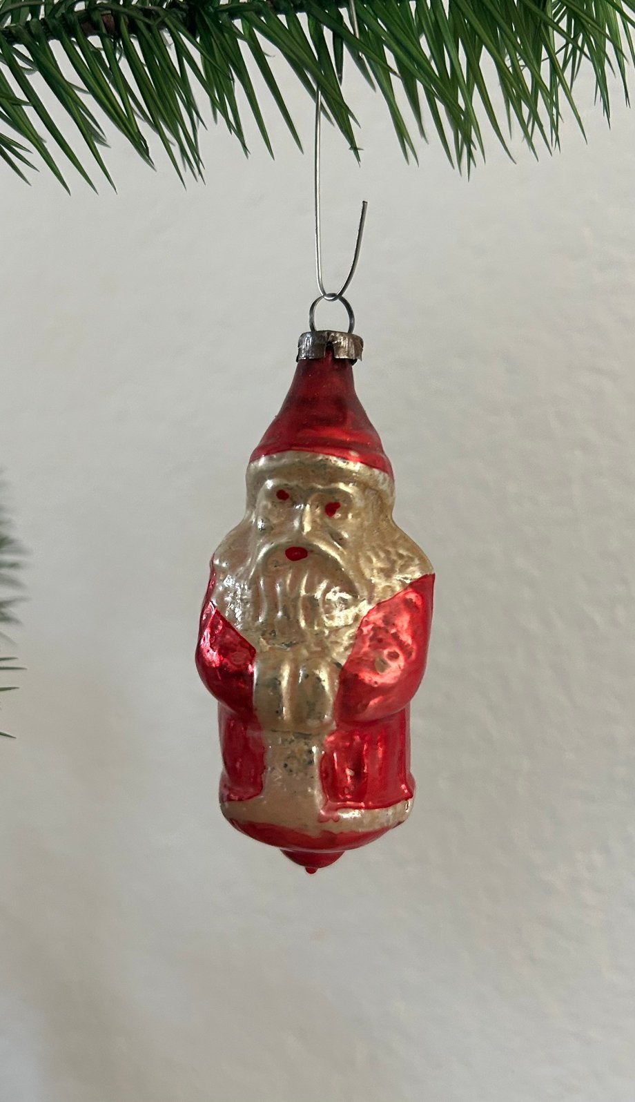 Antieke kerstbal, kerstmannetje, Ophalen of Verzenden, Gebruikt