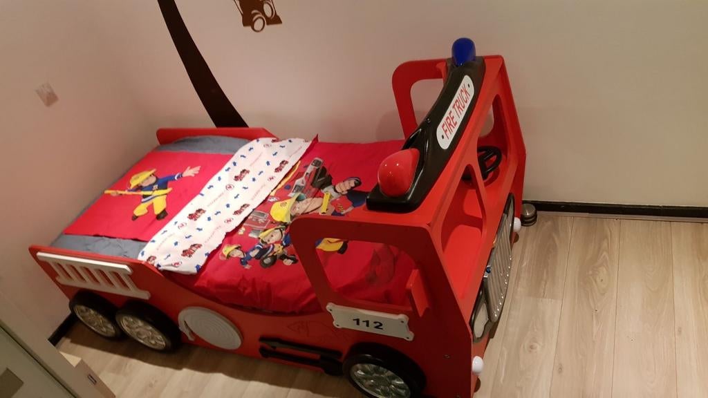 Brandweer Bed met Verlichting en Koudschuimmatras, Kinderen en Baby's, Kinderkamer | Bedden, Ophalen of Verzenden
