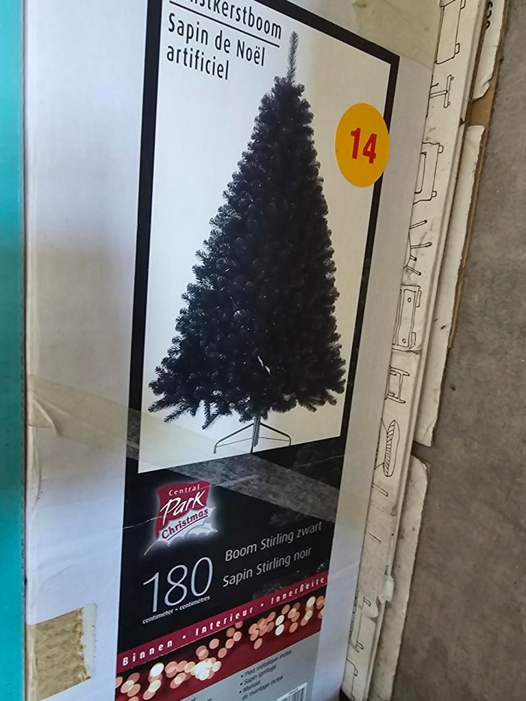Zwarte kerstboom 180 cm, Ophalen