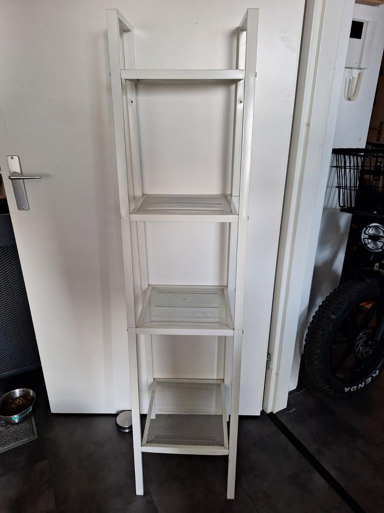 IKEA LERBERG Stellingkast – Wit – 4 planken - Metaal, Ophalen, Met plank(en), Minder dan 50 cm, Zo goed als nieuw