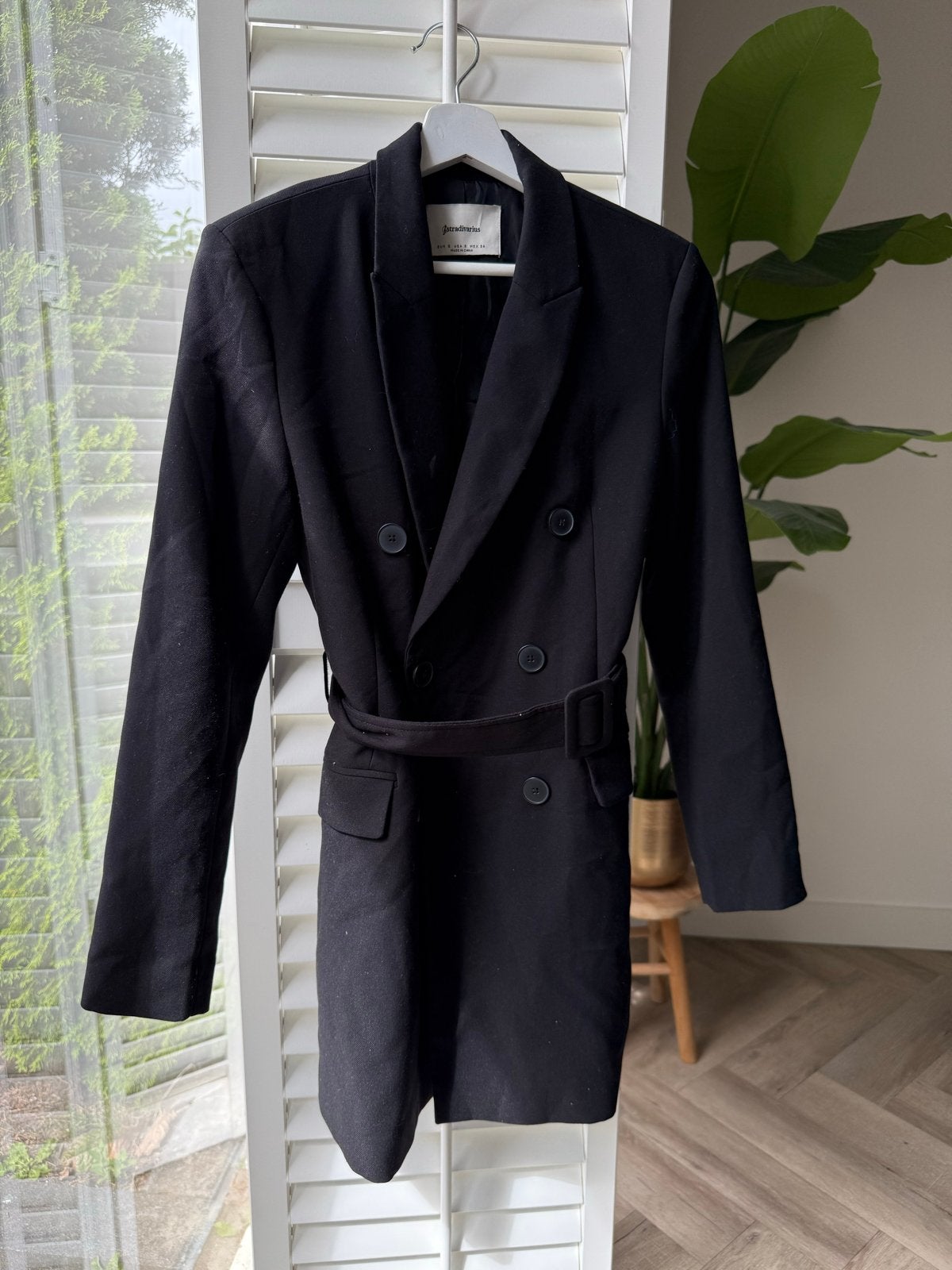 Stradivarius Blazerjurk Zwart met Ceintuur, Kleding | Dames, Zwart, Ophalen of Verzenden, Zo goed als nieuw, Maat 36 (S)