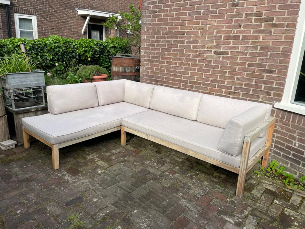 Loungeset loungebank met stoffen kussens - ZGAN, Ophalen, Zo goed als nieuw, Loungeset, Bank