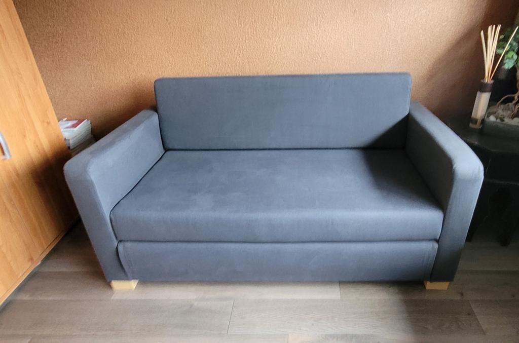 IKEA compacte slaapbank blauwgrijs, incl. matras, Ophalen, Tweepersoons, 140 cm