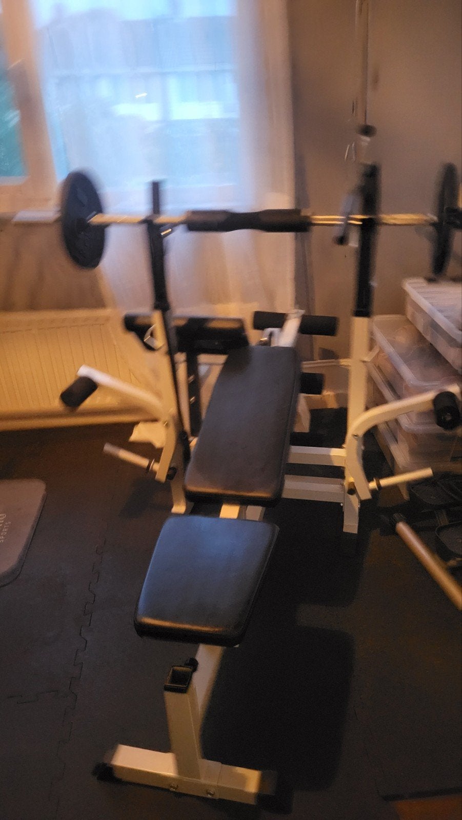 Gorilla Sports Halterbank met Lat Pulley, Ophalen, Zo goed als nieuw, Benen, Fitnessbank