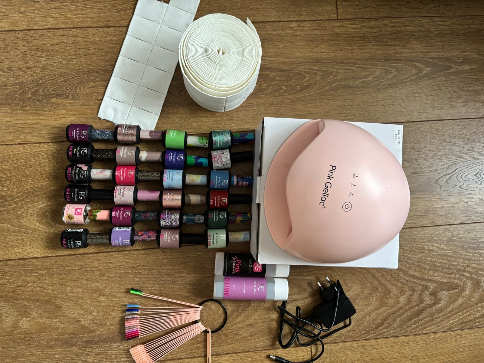 Pink Gellac set met UV lamp, 19 kleuren, Ophalen of Verzenden, Zo goed als nieuw, Handen en Nagels, Toebehoren