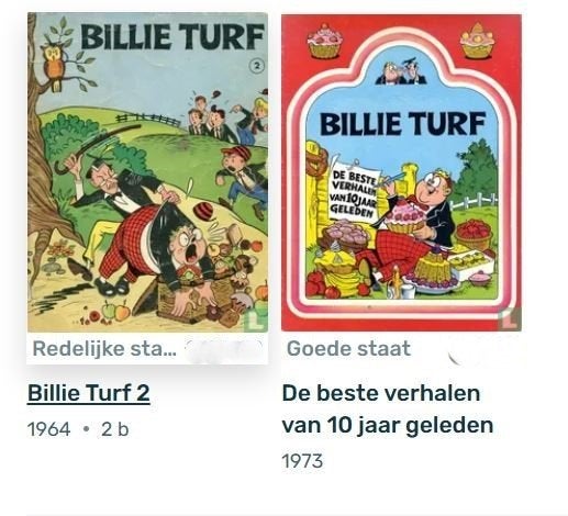 stripboeken 2x Billie Turf 1964, 1973, Boeken, Meerdere stripboeken, Ophalen of Verzenden, Gelezen