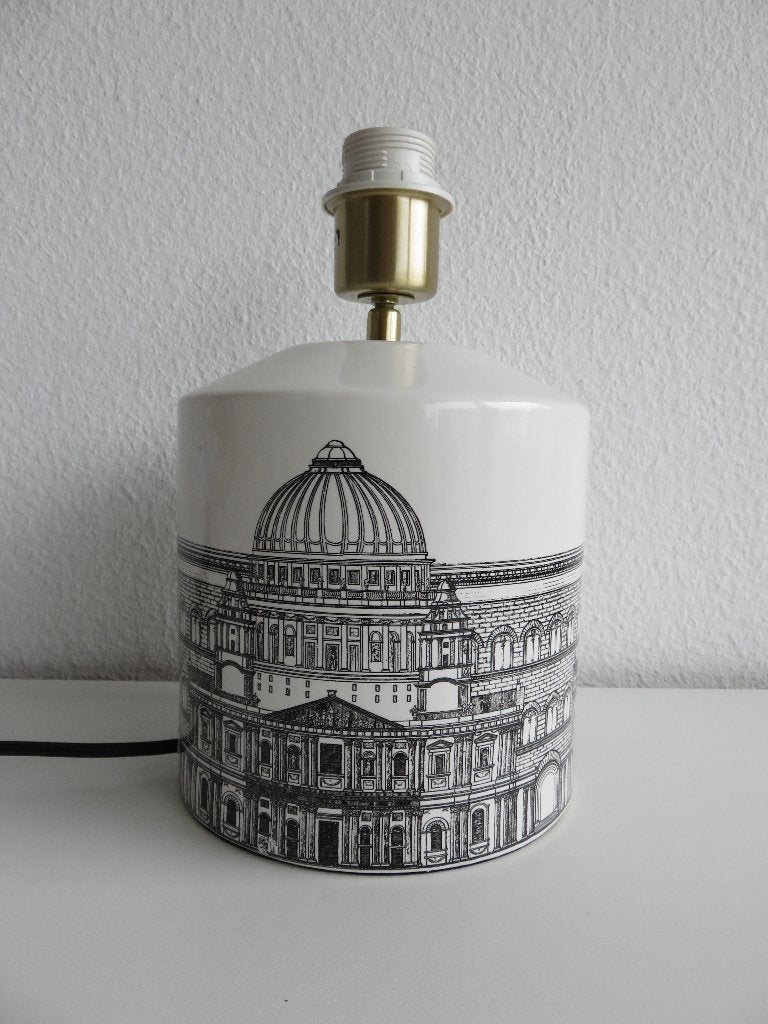 H&M Home keramieken tafellamp met decor van een oude stad, Overige merken, Nieuw, Wit, Sfeerlamp